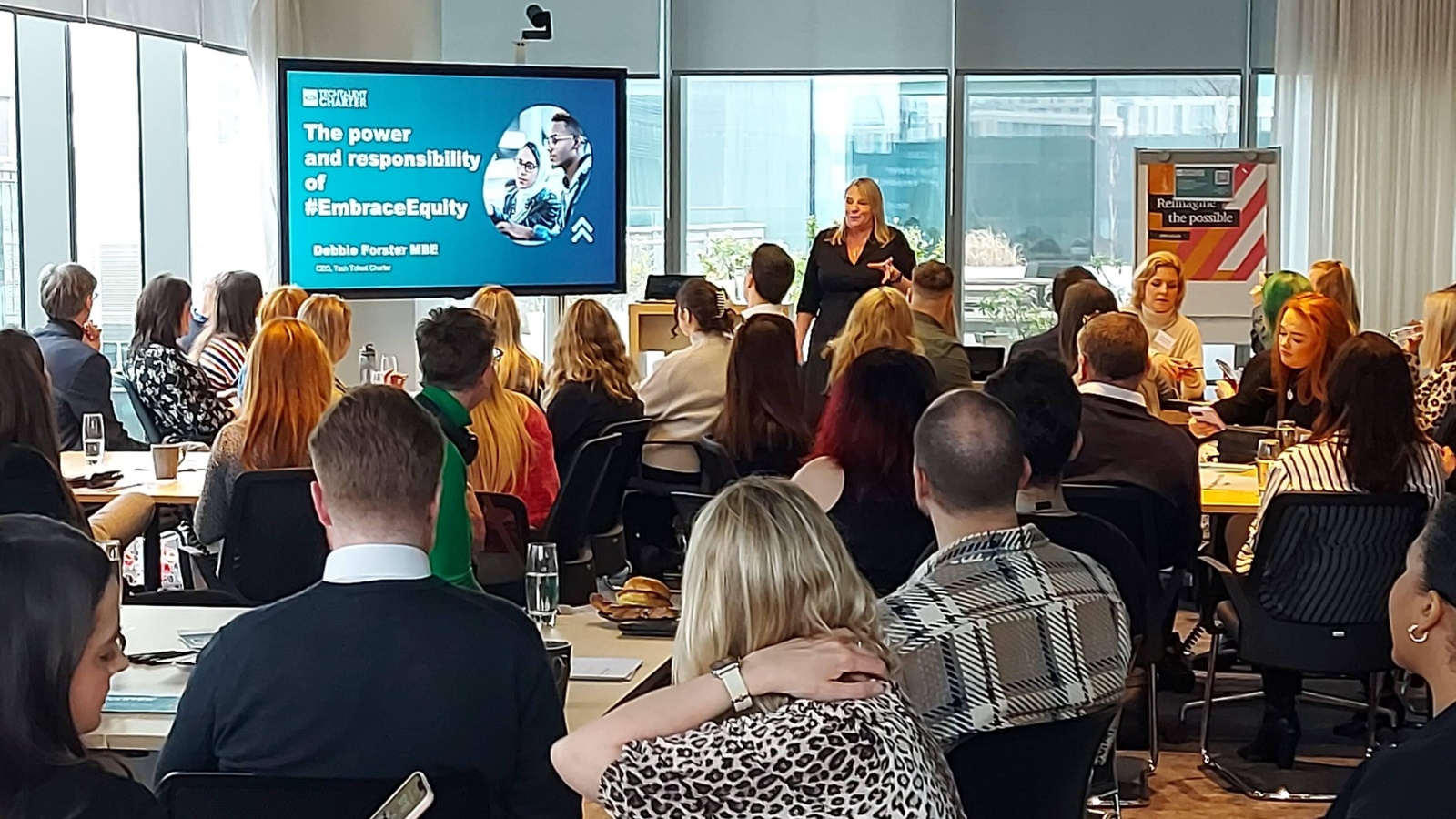 Debbie Forster, CEO at the TTC,  presenting to a full room at the Diversity in Tech Roadshow in Manchester